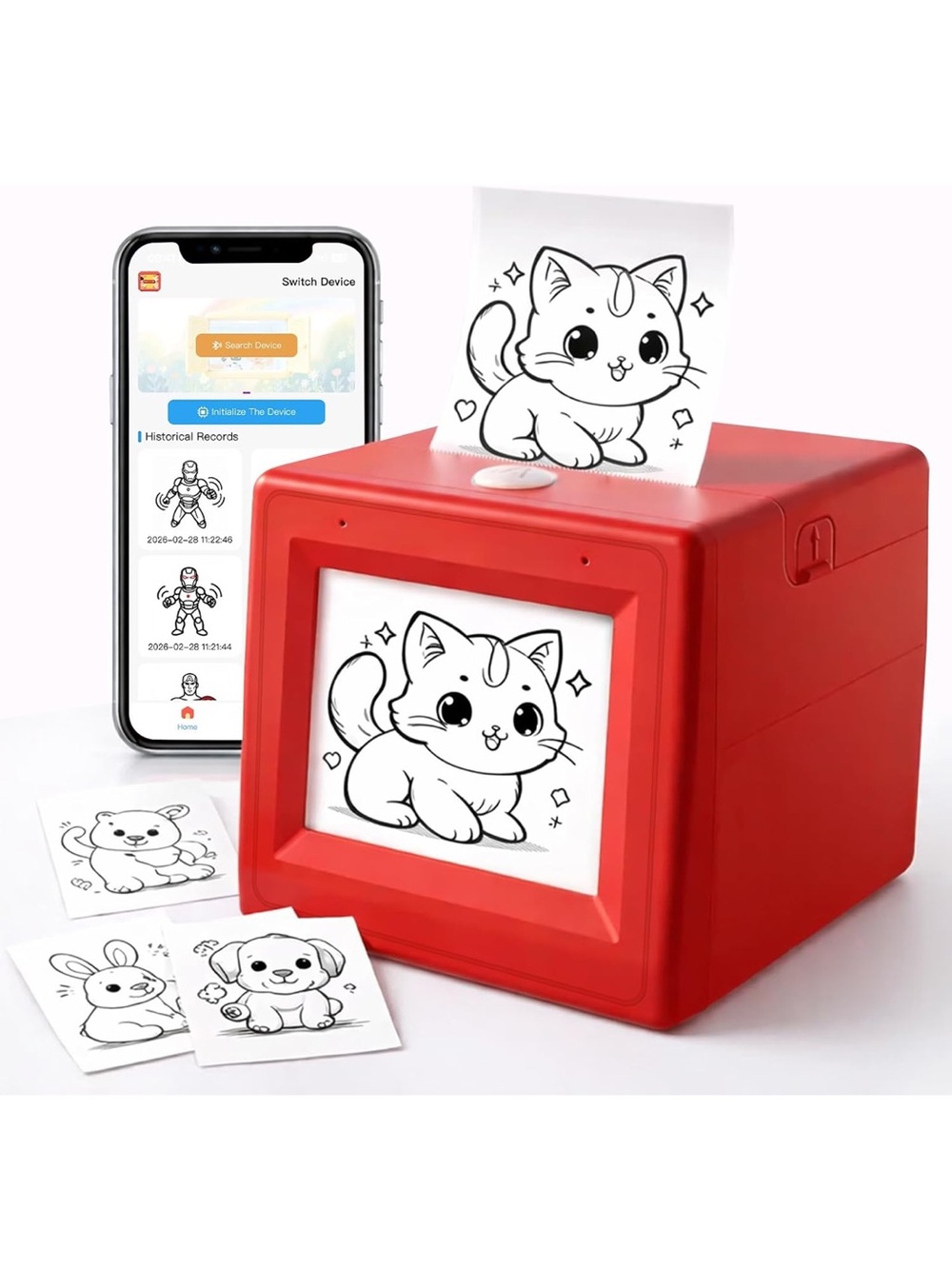 AI voice Sticker Printer box portable thermal inkless printer with 5 rolls